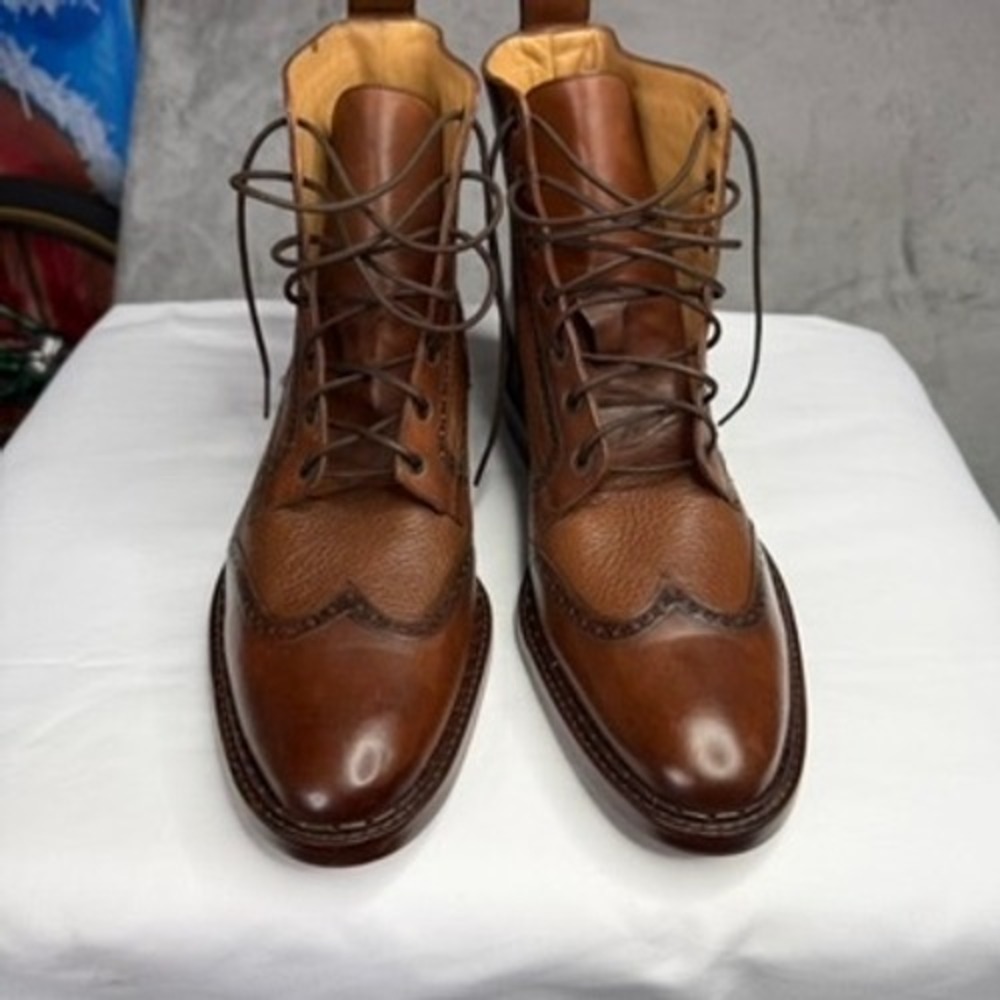 Alan Payne Genuine Leather Wingtip Lace Up Boots Mens Brown Size 9